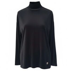Escada Sport Black Velour Mock Neck Long Sleeve Oversized Pullover Size Small